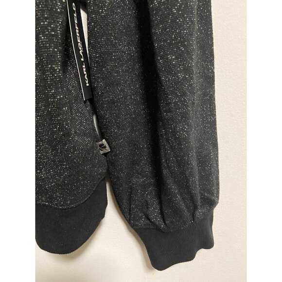 KARL LAGERFELD Puff-Sleeve Crew-Neck Sweater In Black/Silver Size XL - Picture 3 of 10